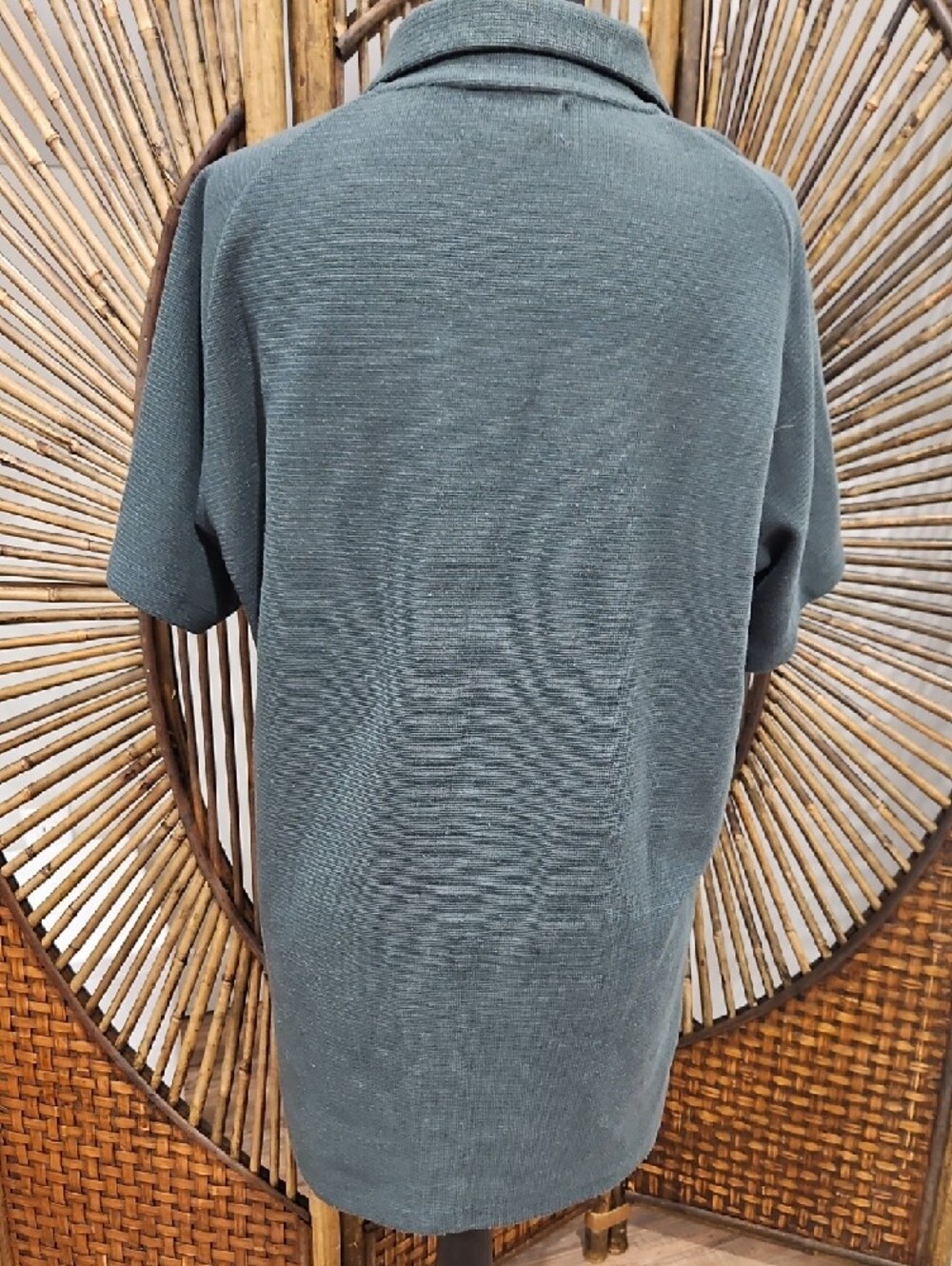 TAILORED ATHLETE Men's Slate Green Textured Polo Shirt. Size XL - Picture 2 of 4
